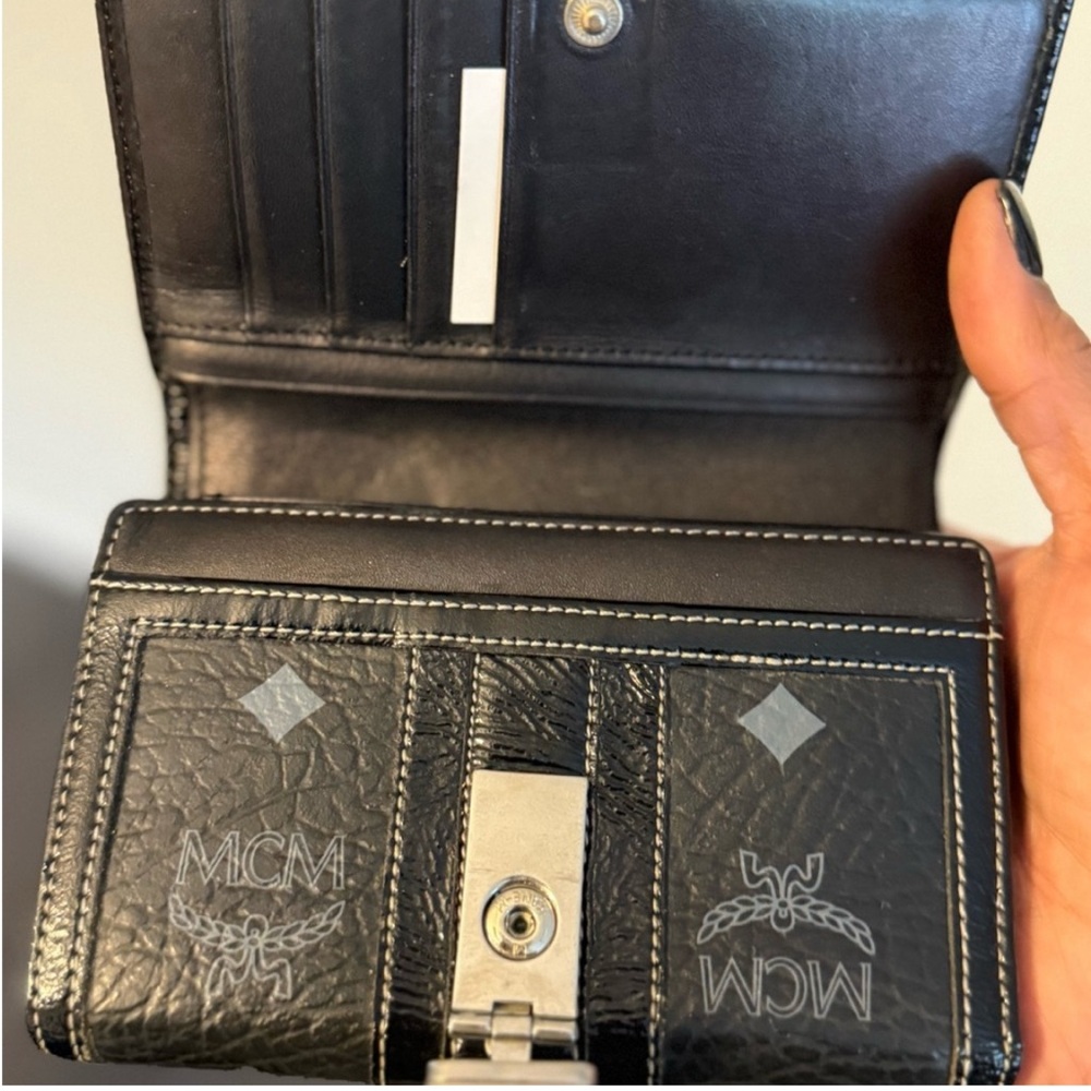 MCM Black and Silver Leather Wallet - Picture 6 of 9
